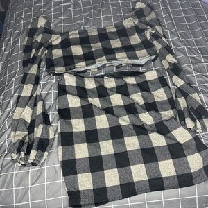 Checkered Sweater Skirt Set